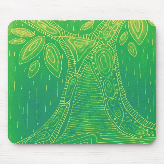 Green tree pattern mouse mat (Front)