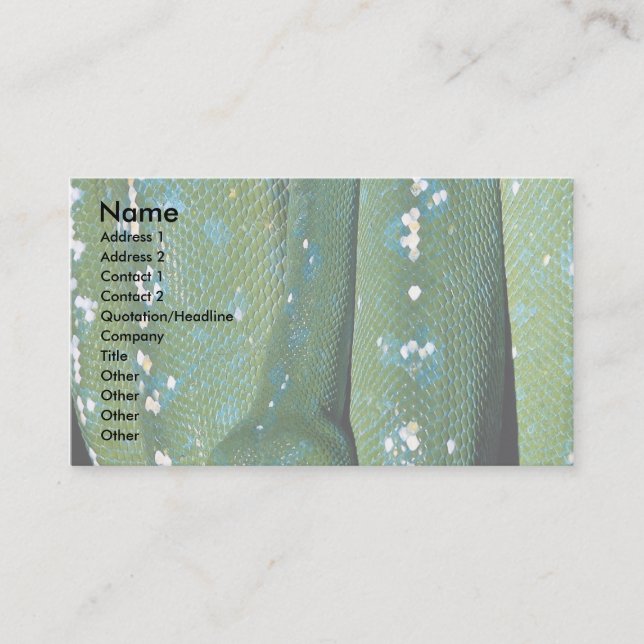 Green tree python, New Guinea Business Card (Front)