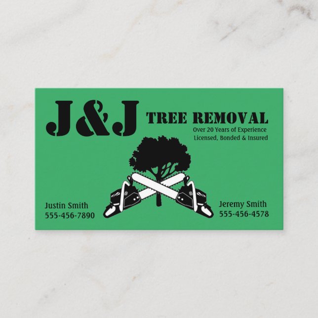Green Tree Removal or Land Clearing Business Card (Front)