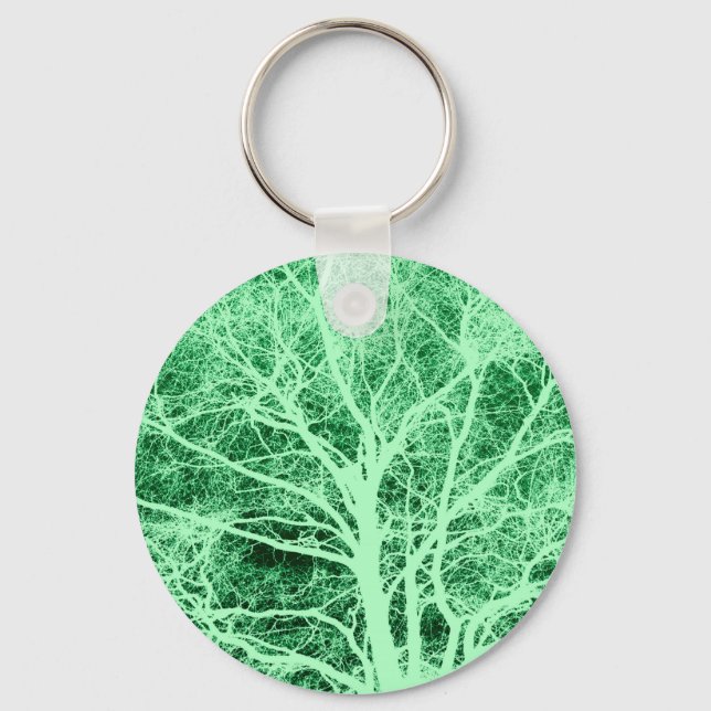 Green tree silhouette key ring (Front)