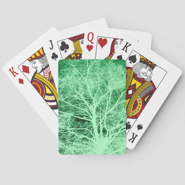 Green tree silhouette playing cards (Back)