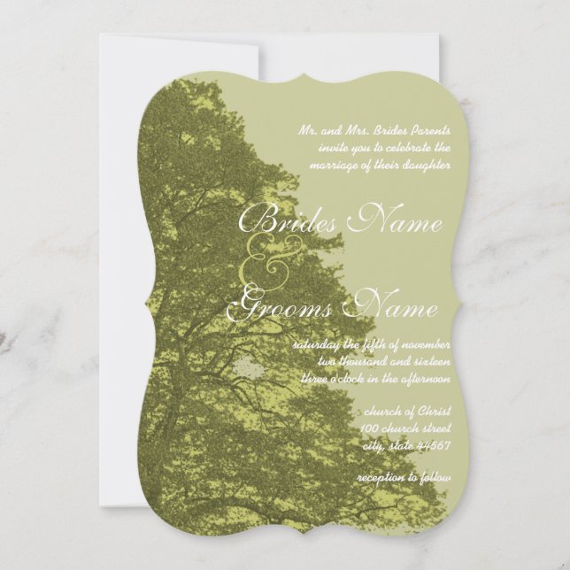 Green Tree Wedding Invitation (Front)