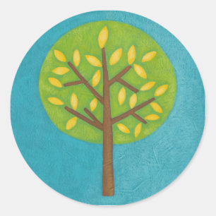 Green Tree with Yellow Leaves by Chariklia Zarris Classic Round Sticker