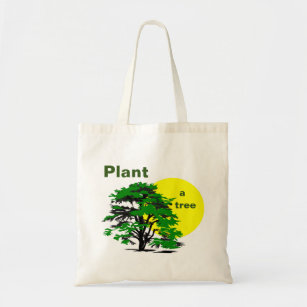Green Tree & Yellow Sun, Plant a Tree Tote Bag