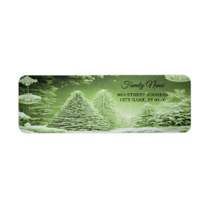  Green Trees Christmas Balls Return Address Label