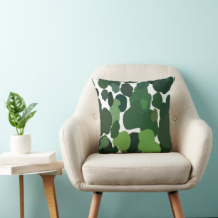 Green Trees Modern Tropical Rainforest Pattern Cushion