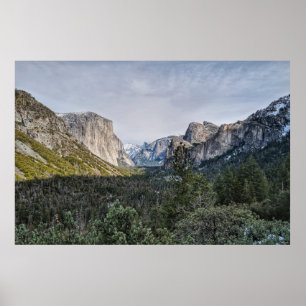 GREEN TREES NEAR MOUNTAIN UNDER CLOUDY SKY DURING  POSTER
