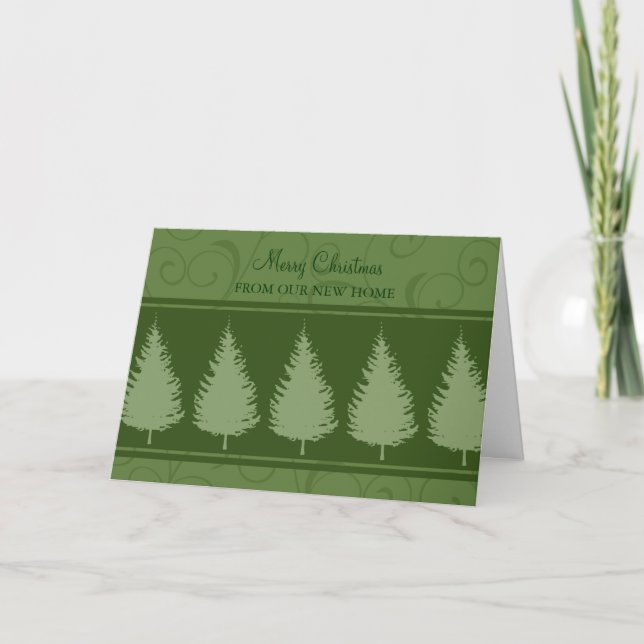 Green Trees New Address Christmas Card (Front)