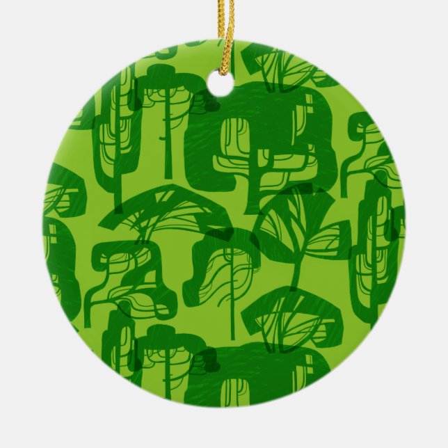 Green trees pattern ceramic tree decoration (Front)
