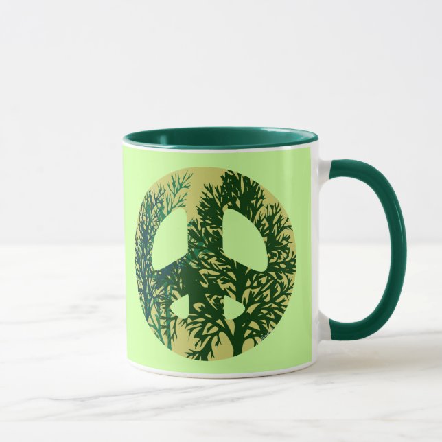 Green Trees Peace Sign Coffee Mug (Right)