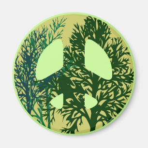 Green Trees Peace Sign Magnet