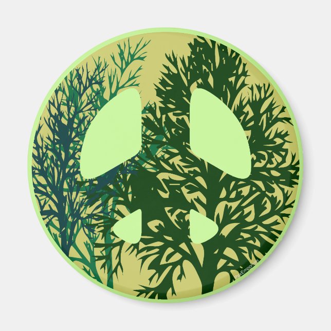 Green Trees Peace Sign Magnet (Front)
