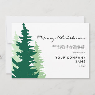 Green Trees Script Corporate Modern Christmas Holiday Card
