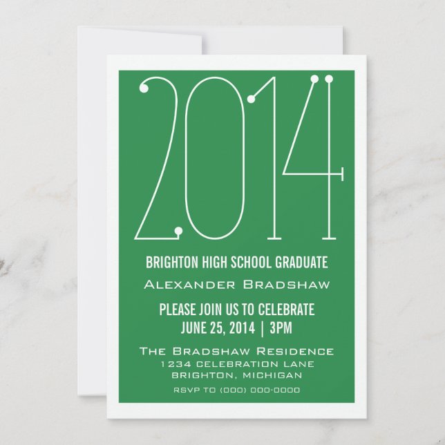 Green Trendy 2014 Graduation Invitation (Front)