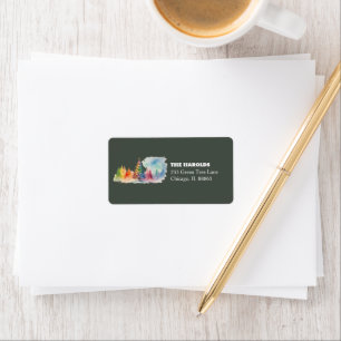 Green Trendy Colourful Winter Wonderland Watercolo Label