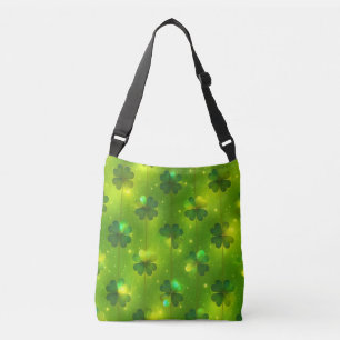 Green Trendy St Patrick's Day Clover Collection Crossbody Bag