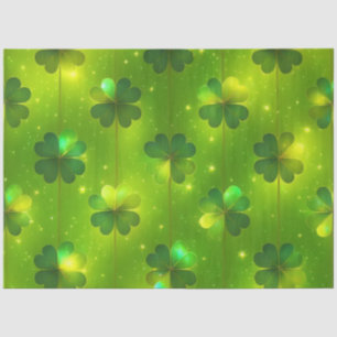 Green Trendy St Patrick's Day Clover Collection Tissue Paper