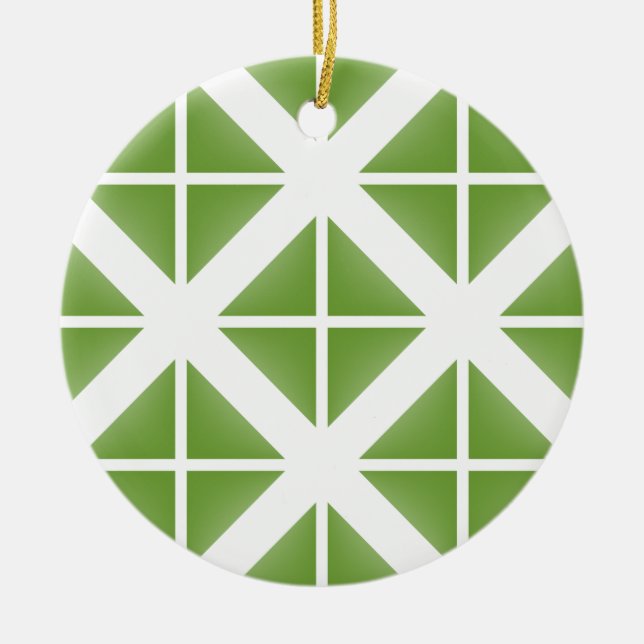 Green Trendy Triangle Pattern Ceramic Tree Decoration (Front)