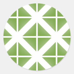 Green Trendy Triangle Pattern Classic Round Sticker