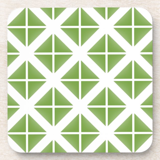 Green Trendy Triangle Pattern Coaster (Front)