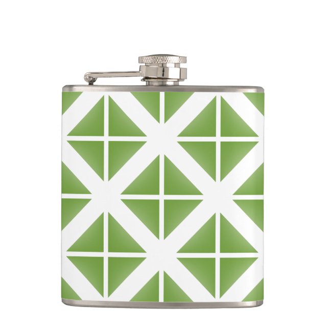 Green Trendy Triangle Pattern Hip Flask (Front)