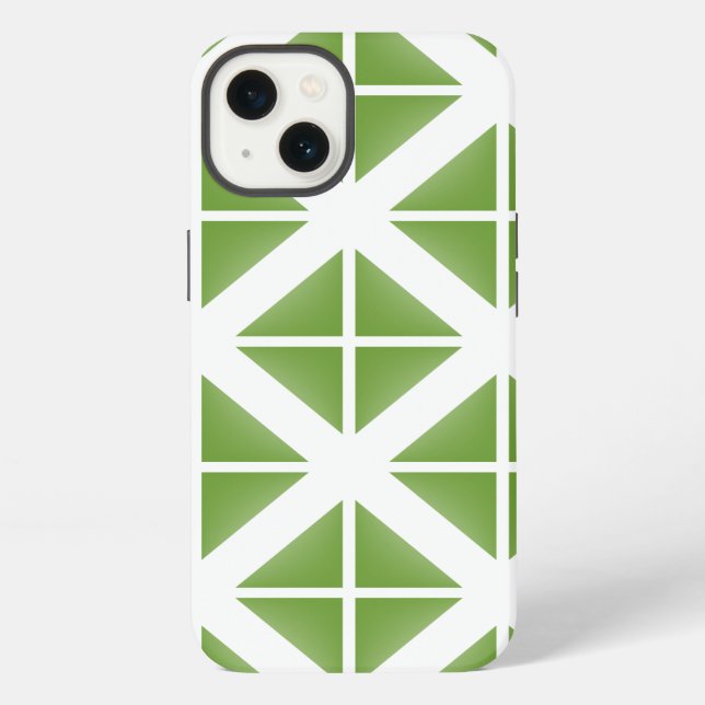 Green Trendy Triangle Pattern iPhone Case (Back)