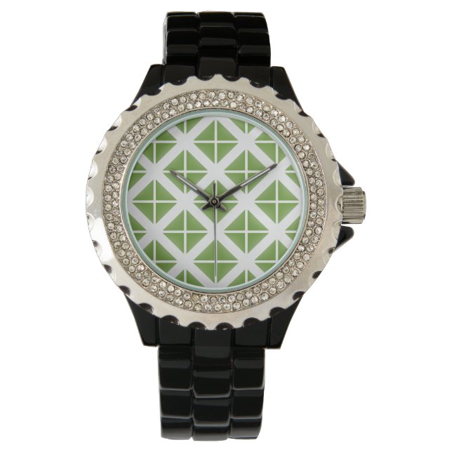 Green Trendy Triangle Pattern Watch (Front)