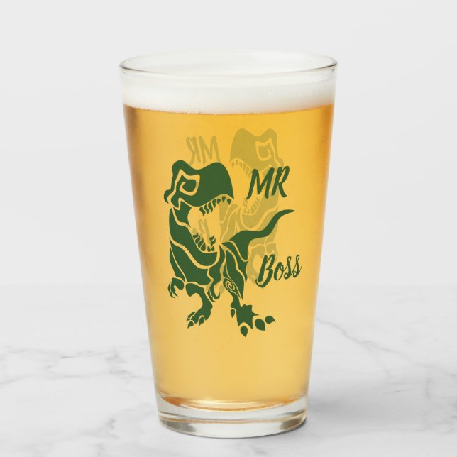 Green Trex the Boss Dino Glass (Front Filled)