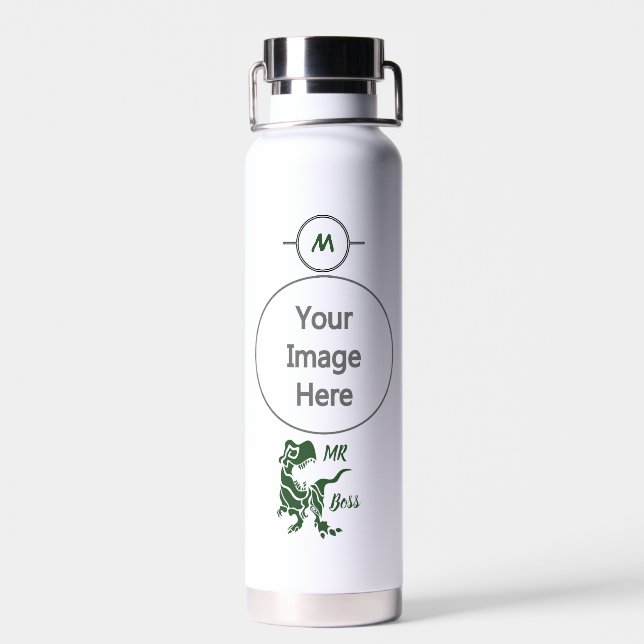 Green Trex the Boss Dino Water Bottle (Back)