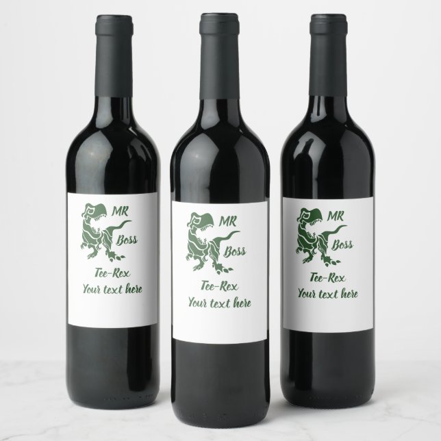 Green Trex the Boss Dino Wine Label (Bottles)