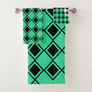 Green Triangle Harlequin Bath Towel Set