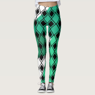 Green Triangle Harlequin  Leggings