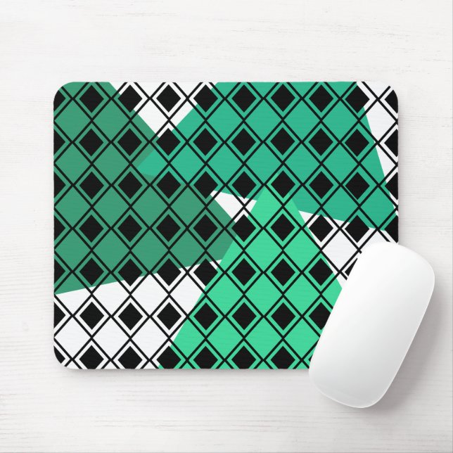 Green Triangle Harlequin  Mouse Mat (With Mouse)