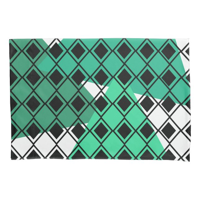 Green Triangle Harlequin Pillowcase (Front)