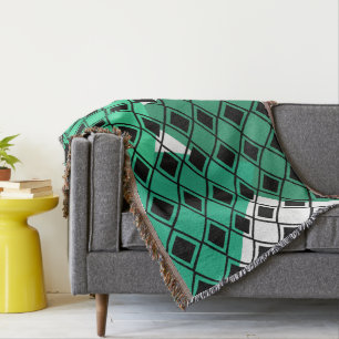 Green Triangle Harlequin  Throw Blanket