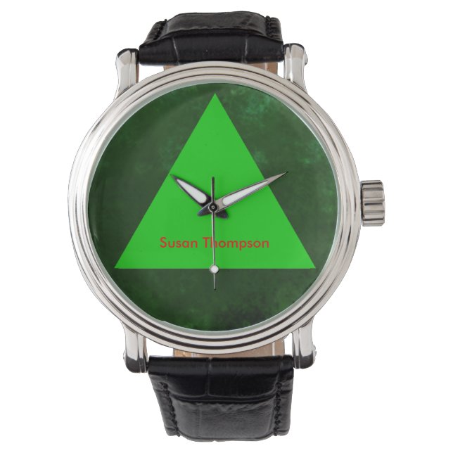 green triangle personalised name watch (Front)