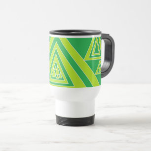 Green Triangles Abstract Forest Drawing Travel Mug