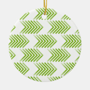Green Tribal Arrow Pattern Ceramic Tree Decoration