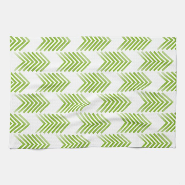 Green Tribal Arrow Pattern Tea Towel (Horizontal)