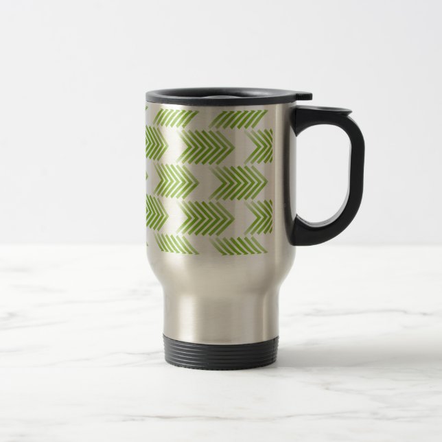 Green Tribal Arrow Pattern Travel Mug (Right)