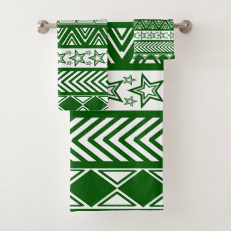 Green Tribal Design Bath Towel Set