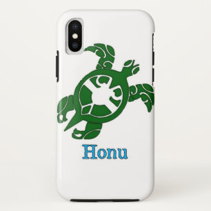 Green Tribal Honu Sea Turtle on White iPhone X Case