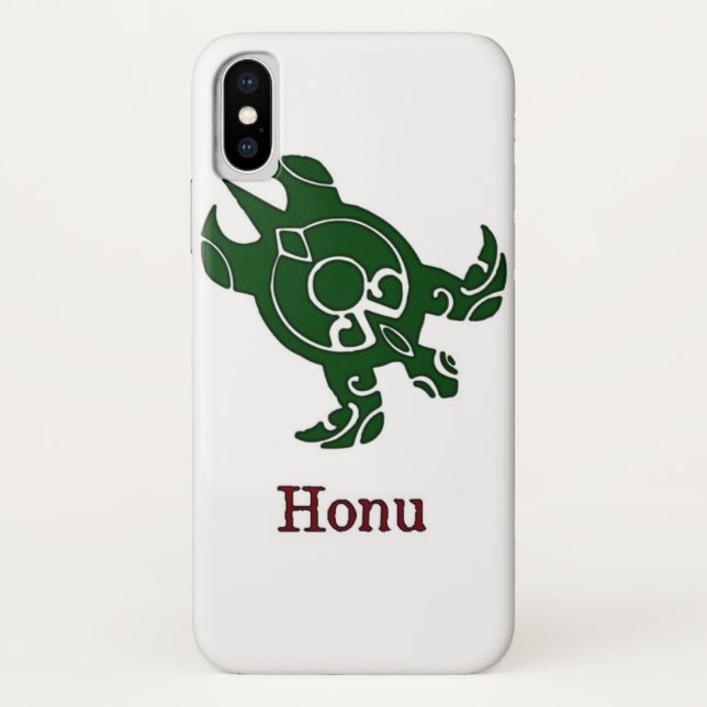 Green Tribal Sea Turtle on White Case-Mate iPhone Case (Back)