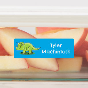 Green triceratops dinosaur cartoon personalised