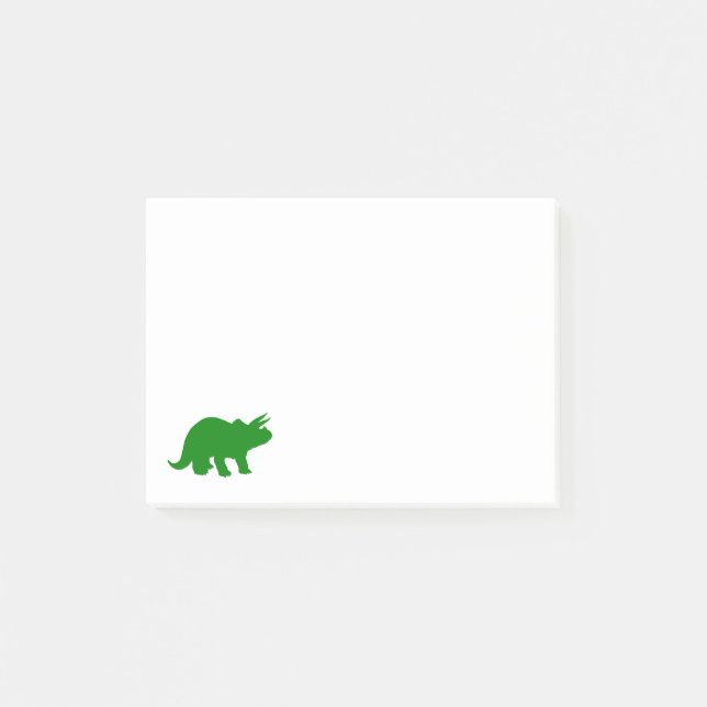 Green Triceratops Dinosaur Silhouette Post-it Notes (Front)