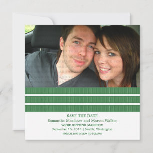 Green Triple Stripe Photo Save the Date Invite