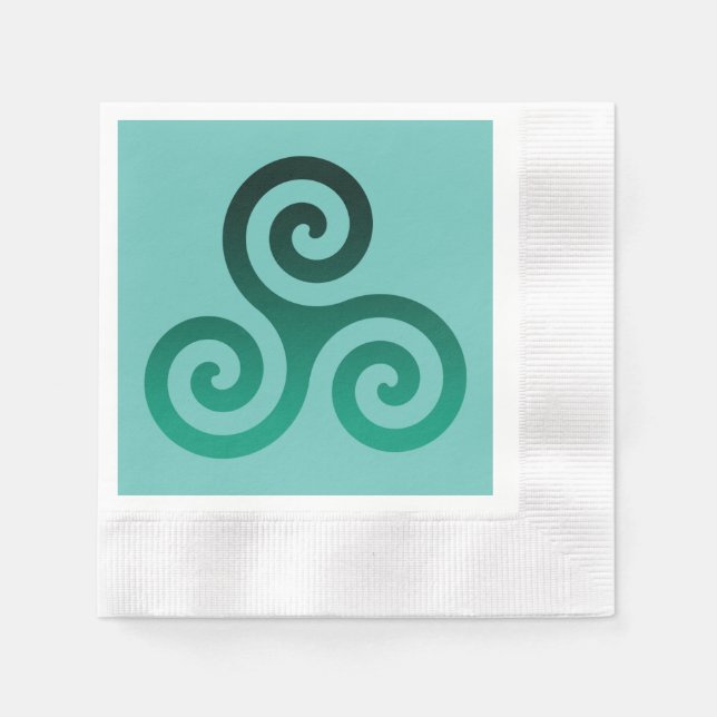Green Triskele Ancient Celtic Symbol Mint Napkin (Front)