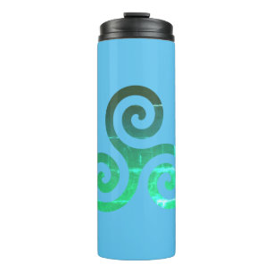 Green Triskele Ancient Celtic Symbol Sky Blue Thermal Tumbler