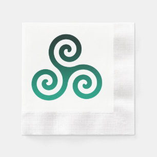 Green Triskele Ancient Celtic Symbol White Napkin