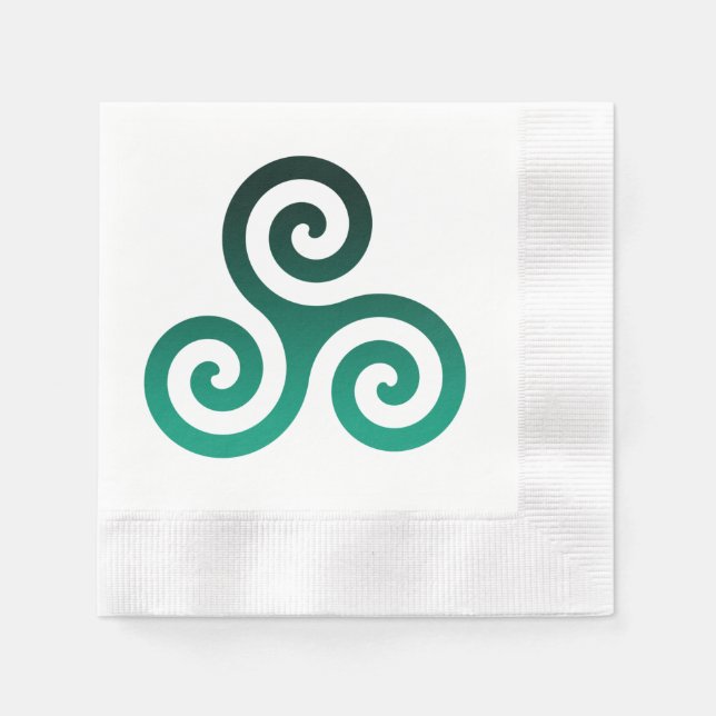 Green Triskele Ancient Celtic Symbol White Napkin (Front)